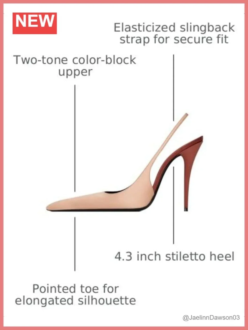 Women's Satin Slingback Heels, Closed Toe Two Tone Stiletto Heels, Formal Shoes